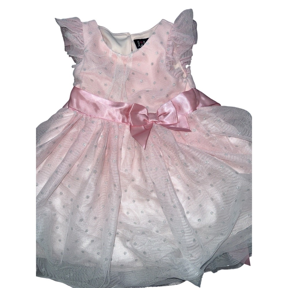 Toddler Dress Size 2T Lilt Pink Tulle Flutter Sleeve Polka Dot Spring Easter